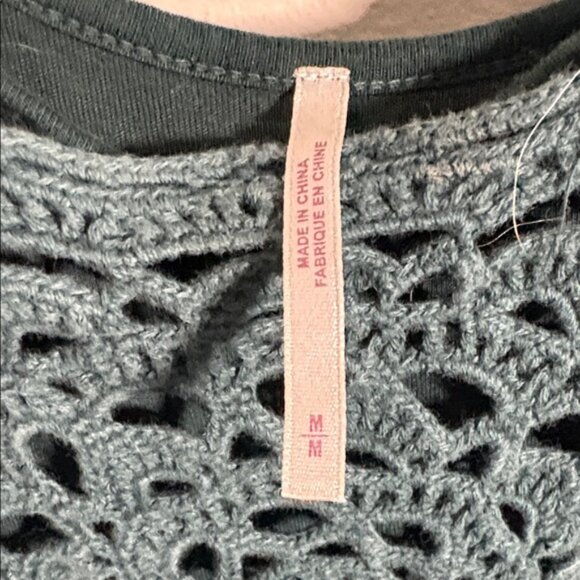 Rare vintage free people distressed slip midi Dress with crochet detail M FIRM - Picture 2 of 9